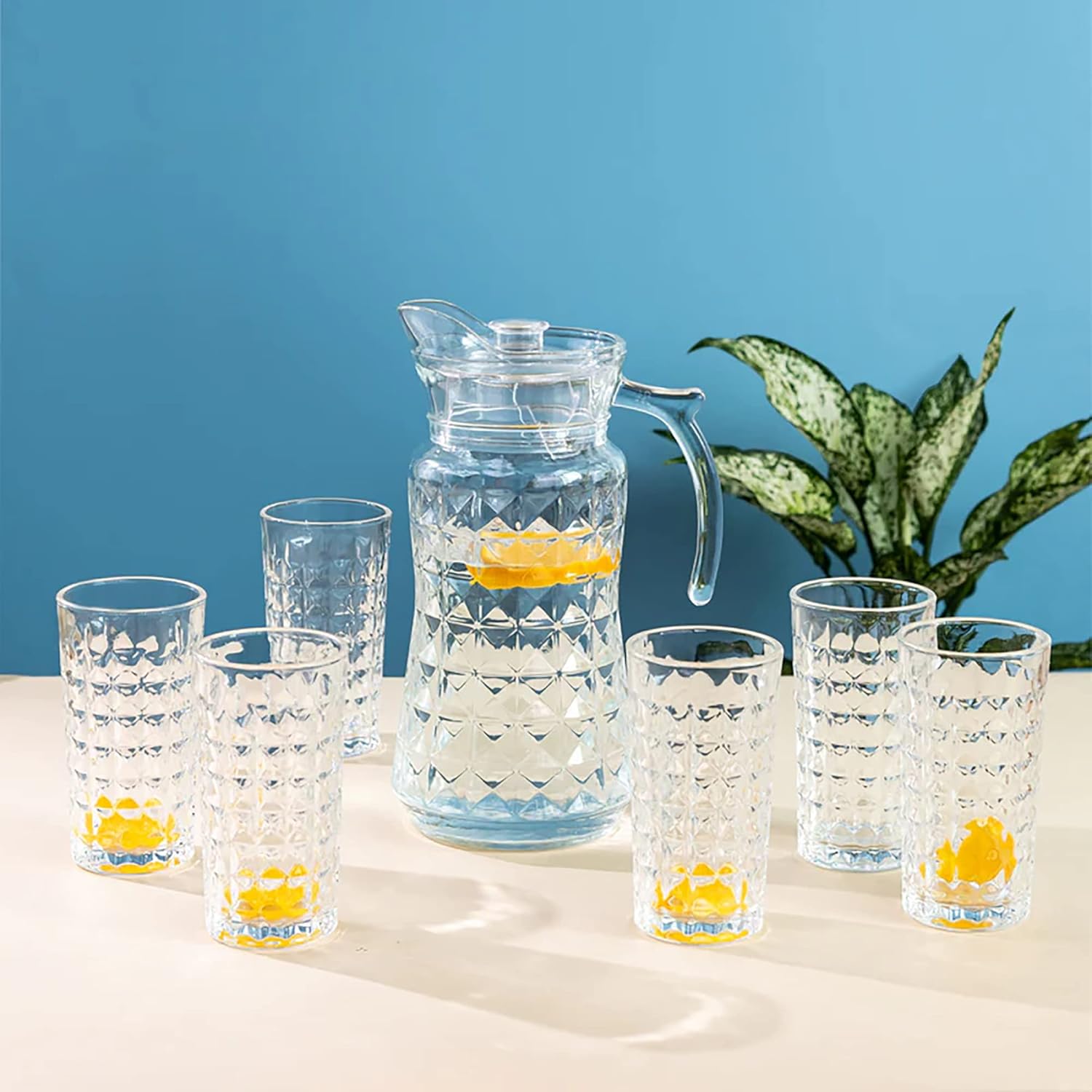 1.8L Crystal Clear Glass Pitcher Jug with Stainless Steel Lid