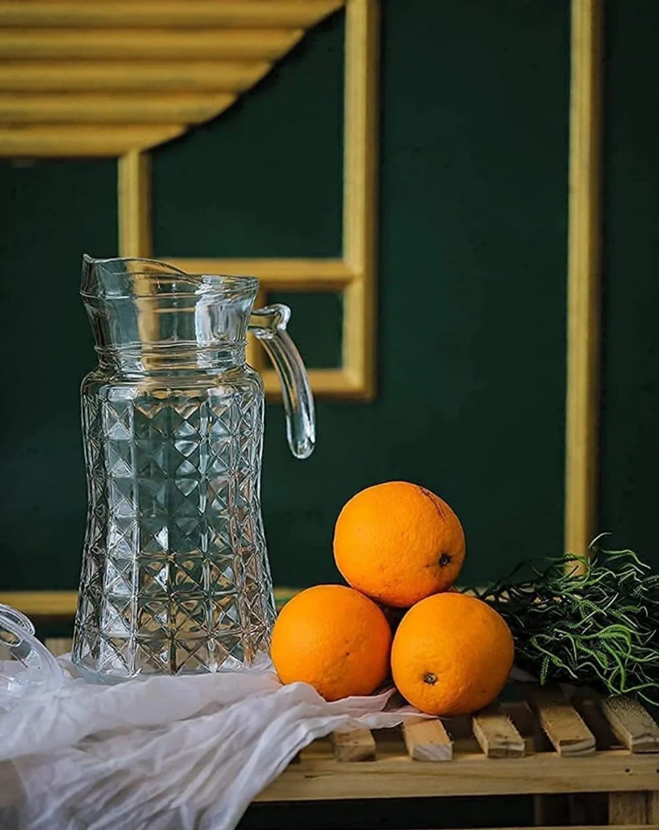 1.8L Crystal Clear Glass Pitcher Jug with Stainless Steel Lid