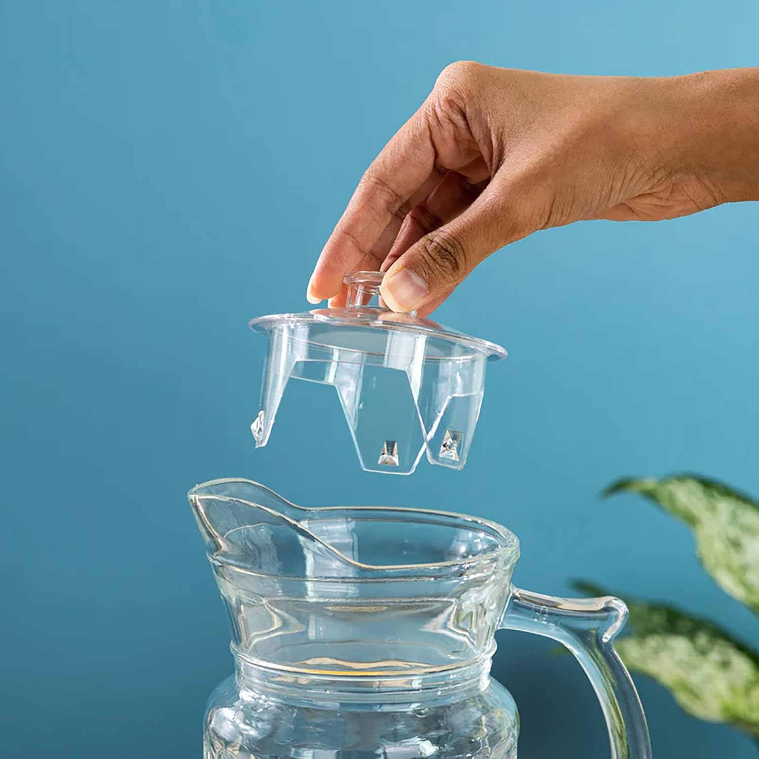 1.8L Crystal Clear Glass Pitcher Jug with Stainless Steel Lid