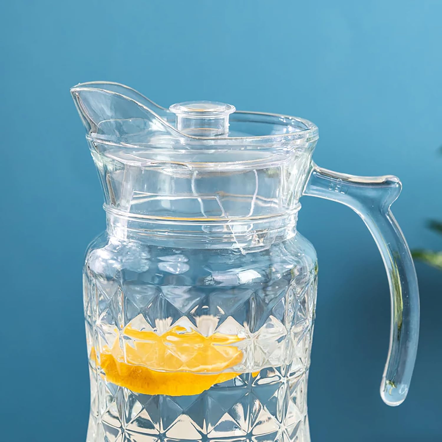 1.8L Crystal Clear Glass Pitcher Jug with Stainless Steel Lid
