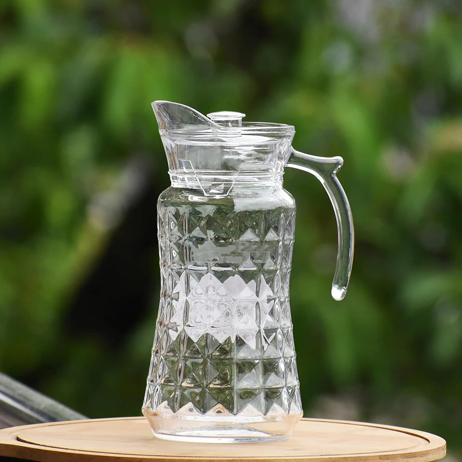 1.8L Crystal Clear Glass Pitcher Jug with Stainless Steel Lid