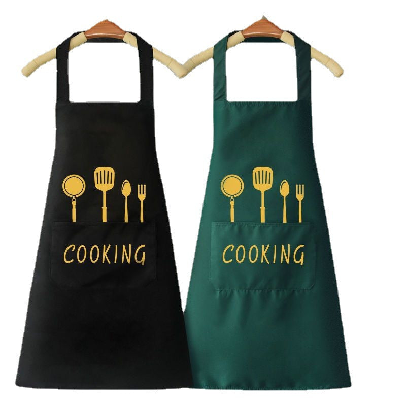 Lovely Cooking Waterproof Apron With Pocket - close up view