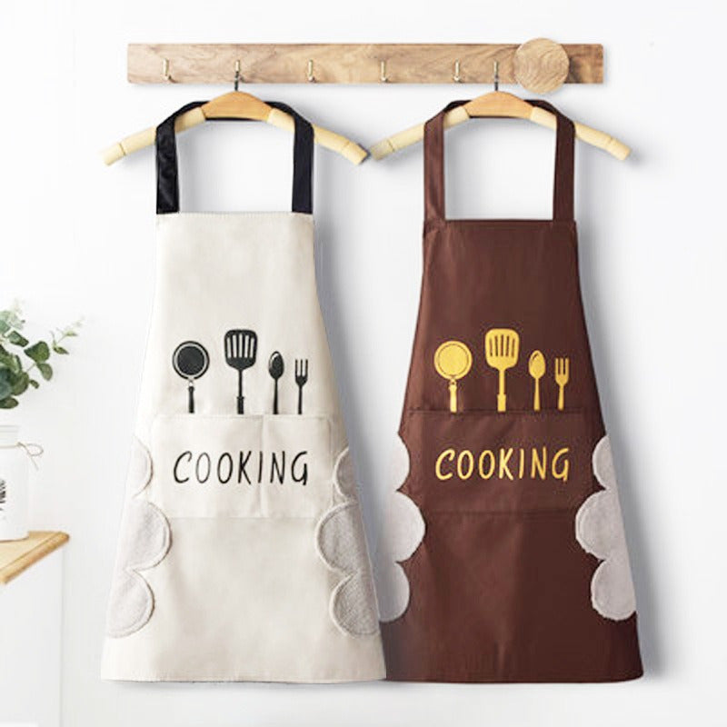 Lovely Cooking Waterproof Apron With Pocket - bottom view