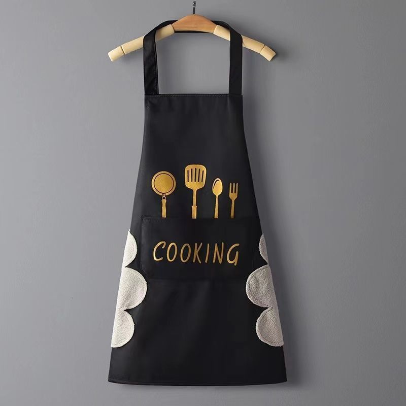 Lovely Cooking Waterproof Apron With Pocket - in use