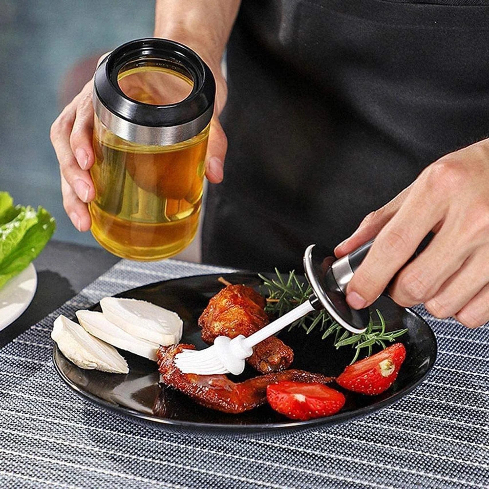 250ml Borosilicate Glass Oil Dispenser Bottle with Brush
