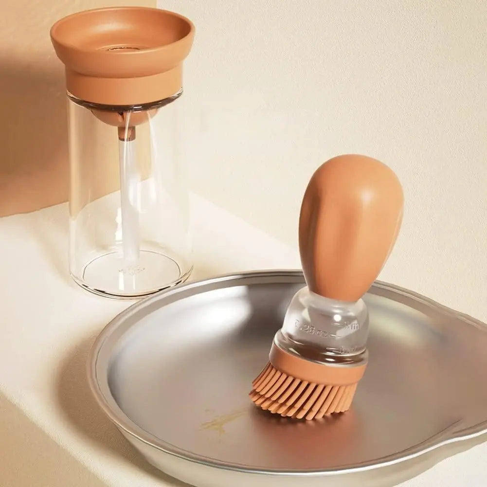 2 in 1 Glass Olive Oil Dispenser Bottle with Silicone Brush - complete set