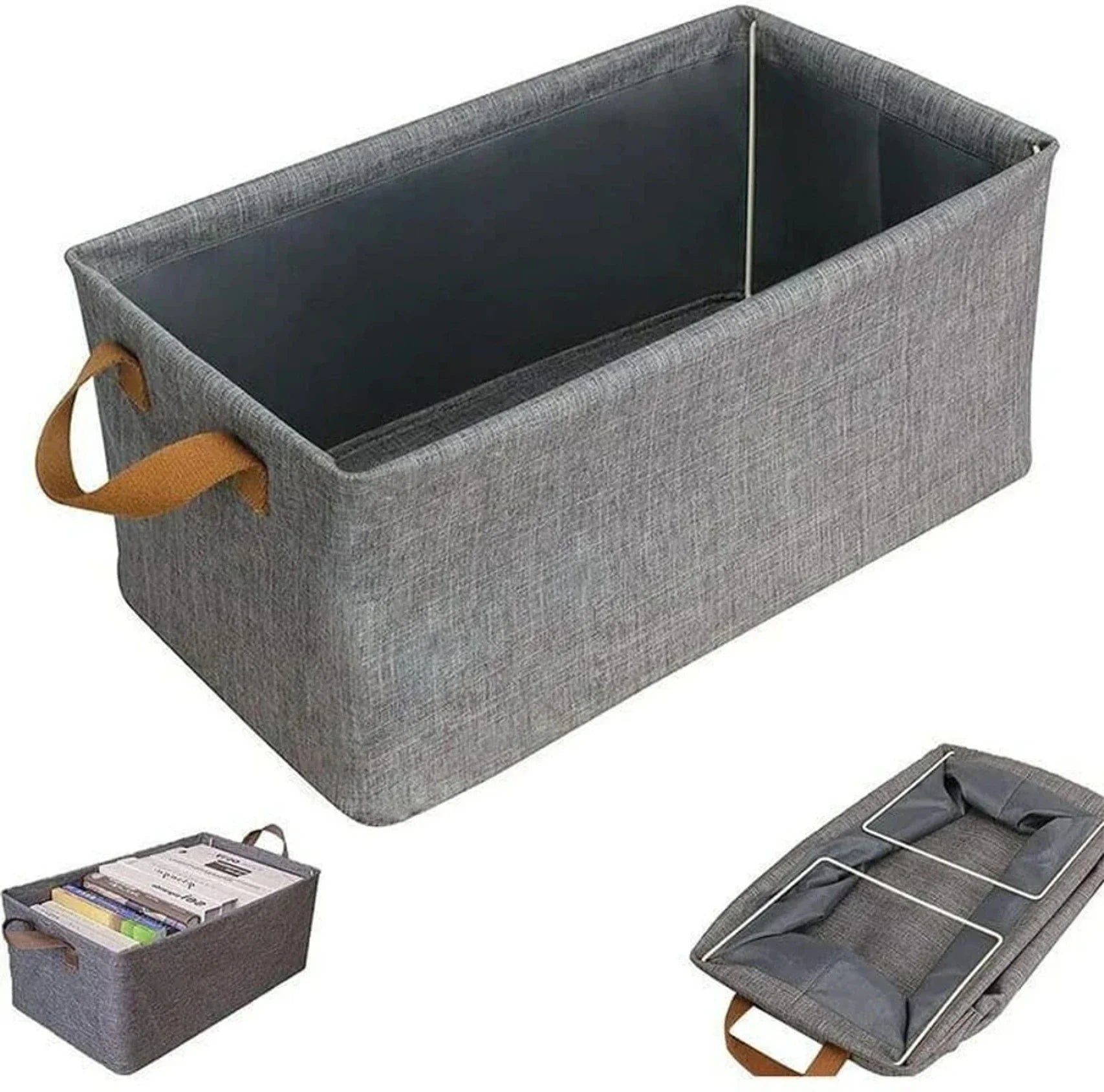 26L Foldable Cloth Storage Box with Lid & Steel Frame – Wardrobe Organizer Basket