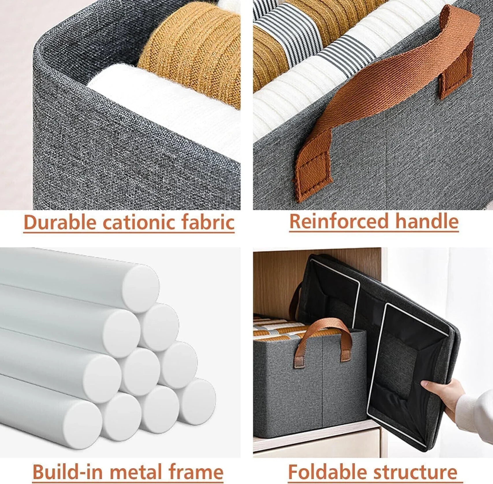 26L Foldable Cloth Storage Box with Lid & Steel Frame – Wardrobe Organizer Basket