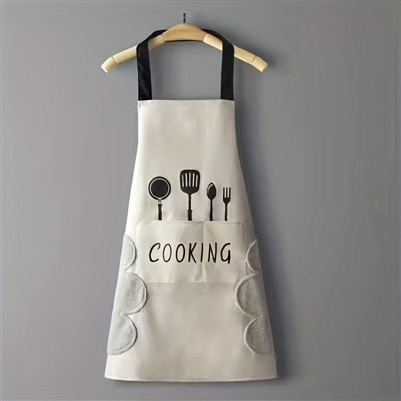 Lovely Cooking Waterproof Apron With Pocket - front view