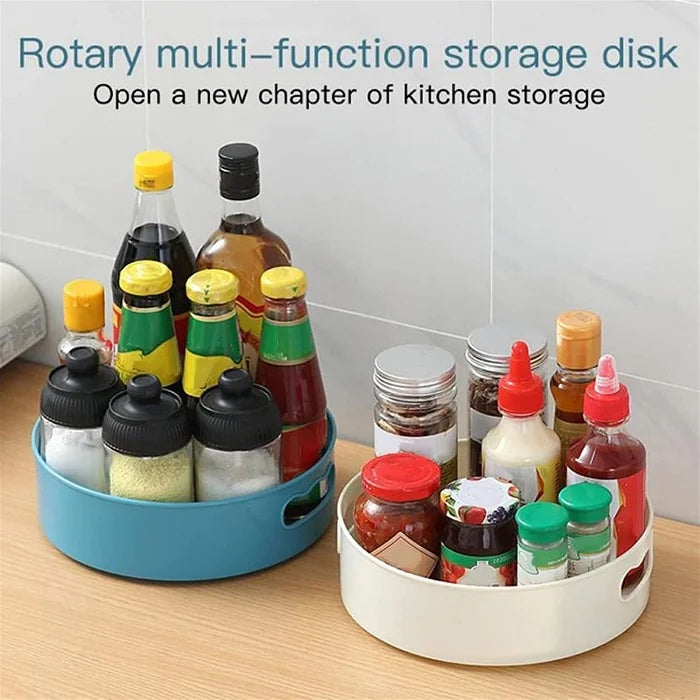 Premium 360° Rotating Organizer Tray with Side Handles - front view