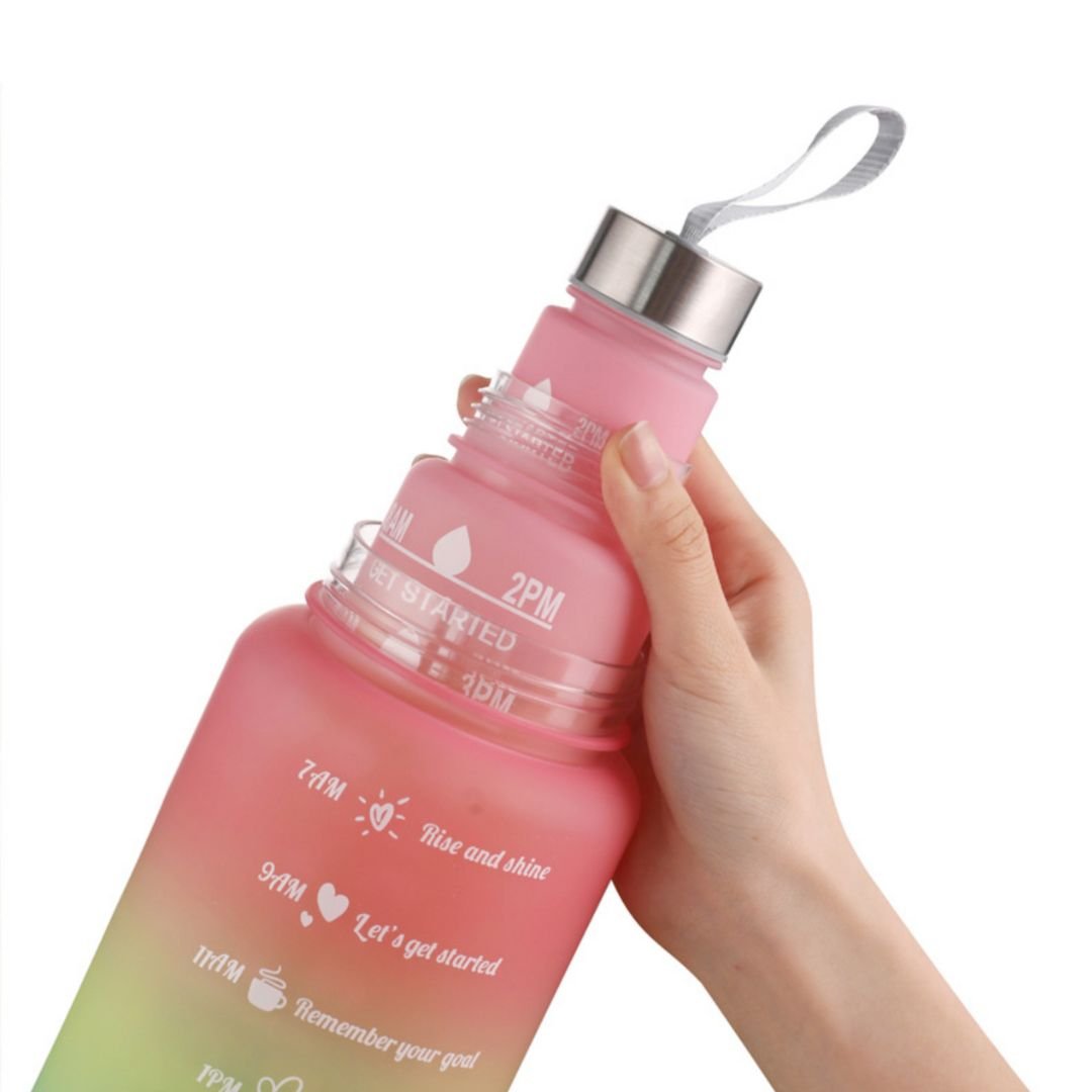 Motivational Water Bottle With Time Marker - in use