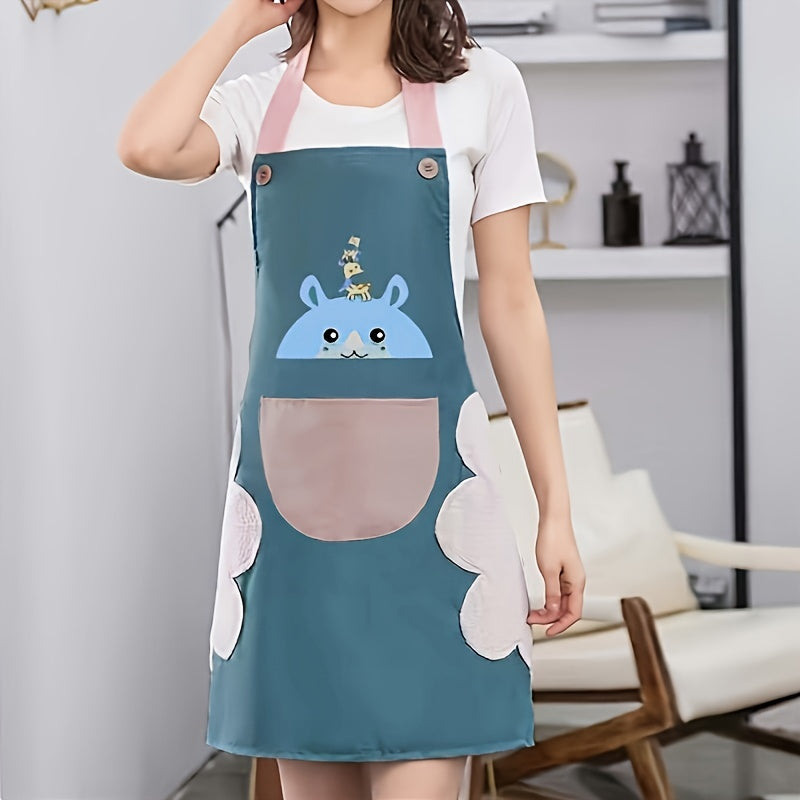 Lovely Cartoon Deer Waterproof Kitchen Apron - close up view