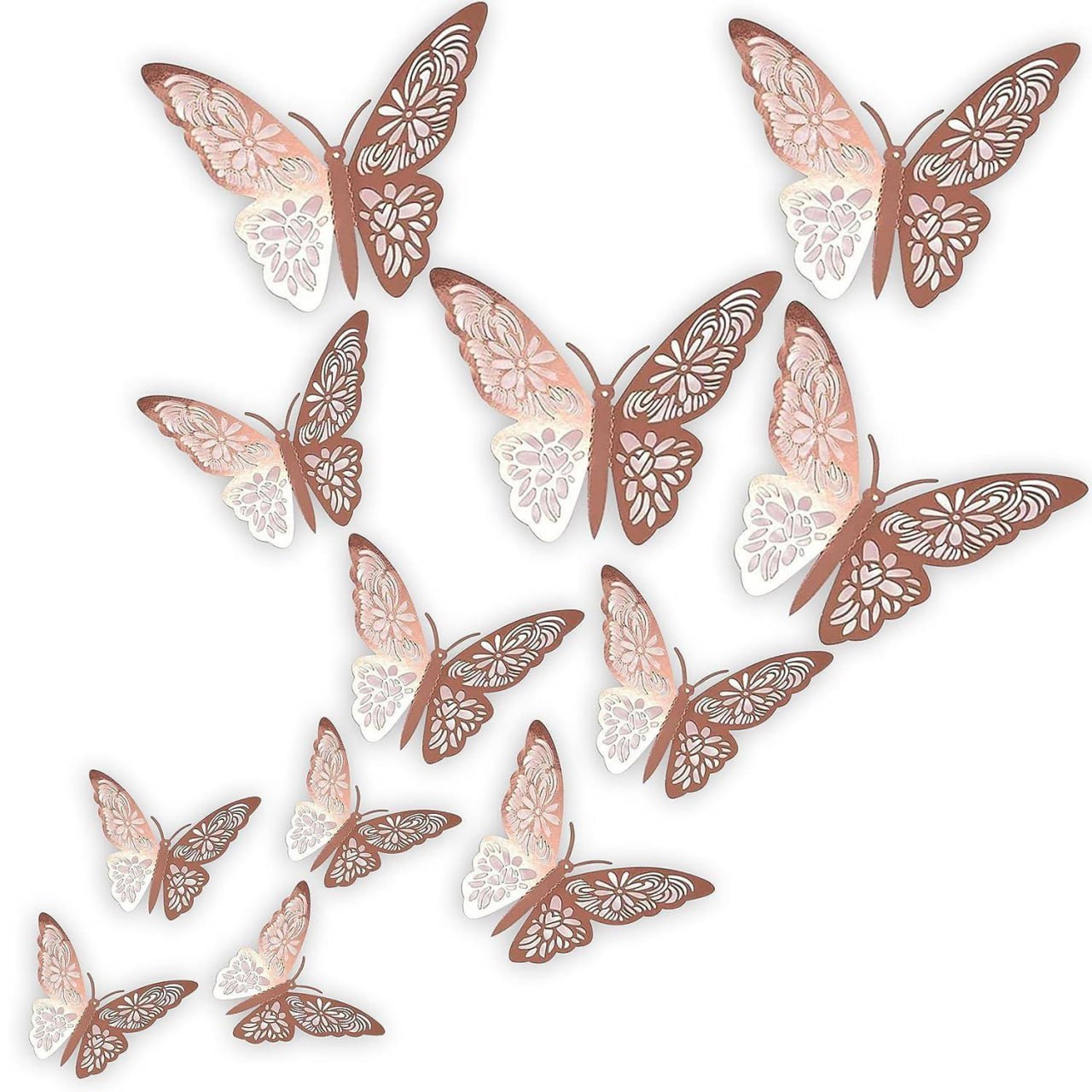3D Rose Gold Butterfly Wall Stickers – Reusable Metallic Wall Decor for Bedroom & Living Room