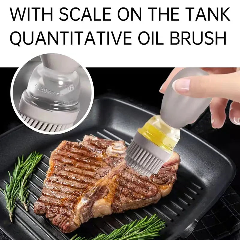 2 in 1 Glass Olive Oil Dispenser Bottle with Silicone Brush - close up view