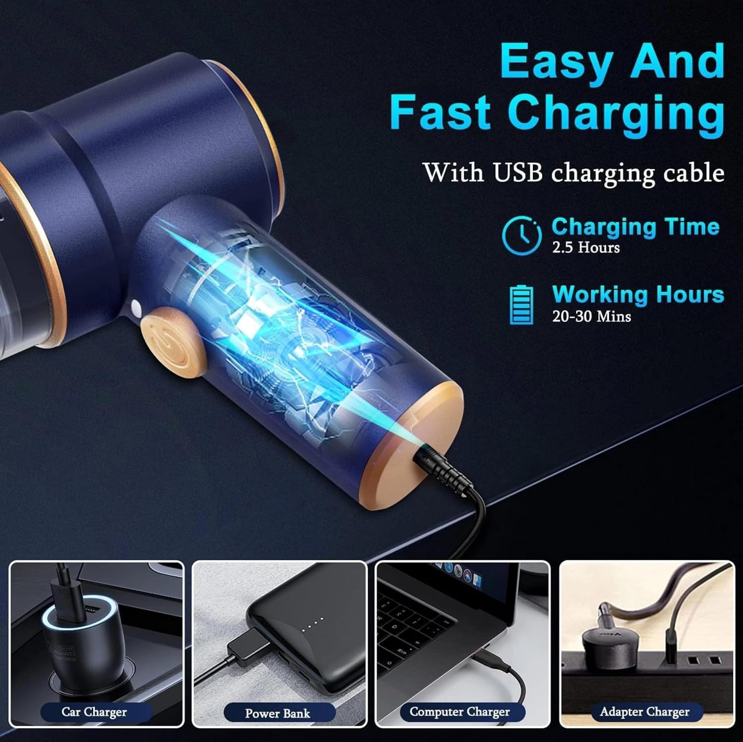 3 in 1 Portable Car Vacuum Cleaner – Wireless Handheld Vacuum with Blower & HEPA Filter