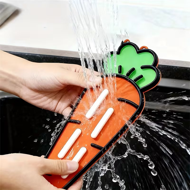 Cute Carrot Pot Lid & Sponge Holder Mat - complete set