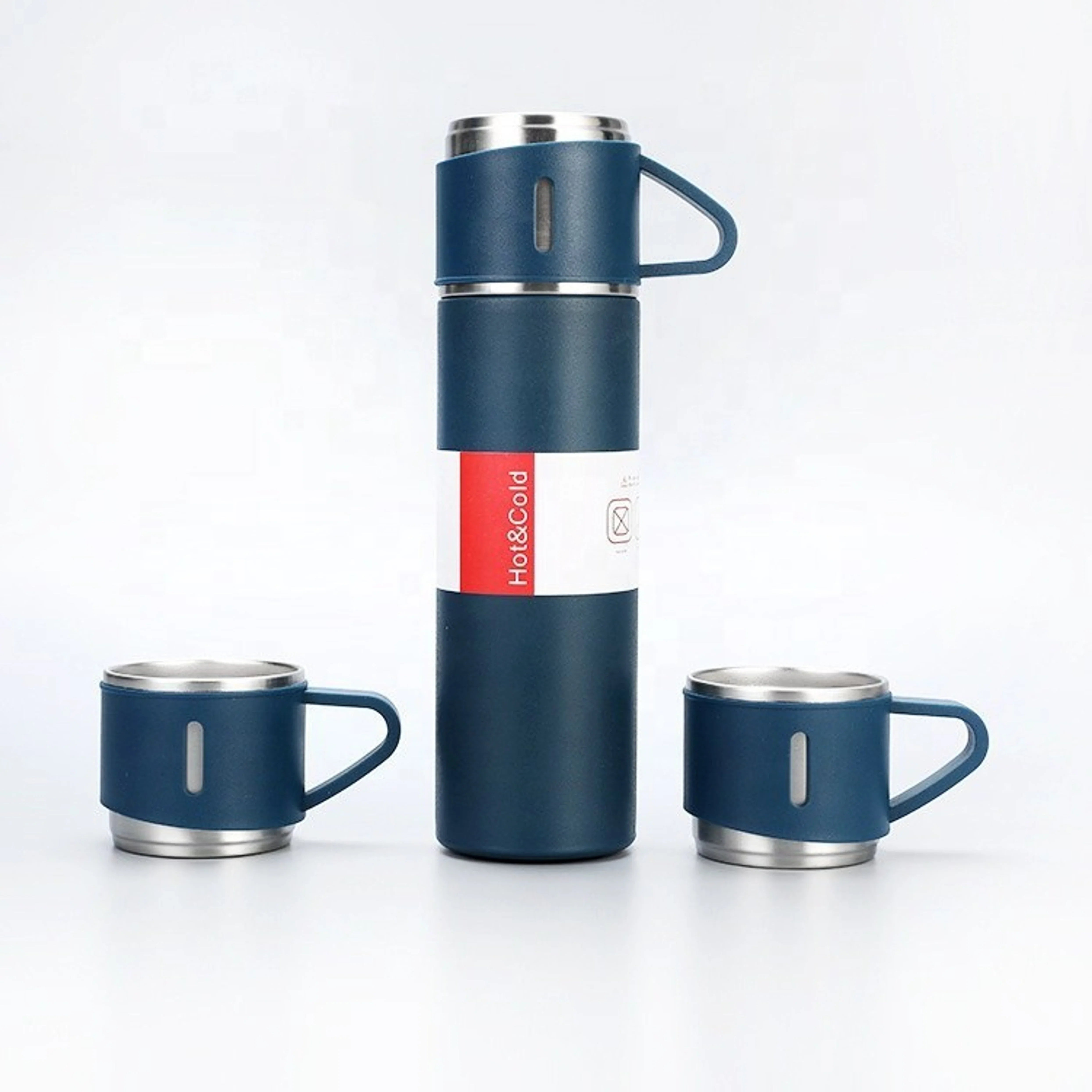 Stainless Steel Vacuum Insulated Water Bottle Gift Set with 2 Cups – 500ml Hot & Cold Thermos Bottle