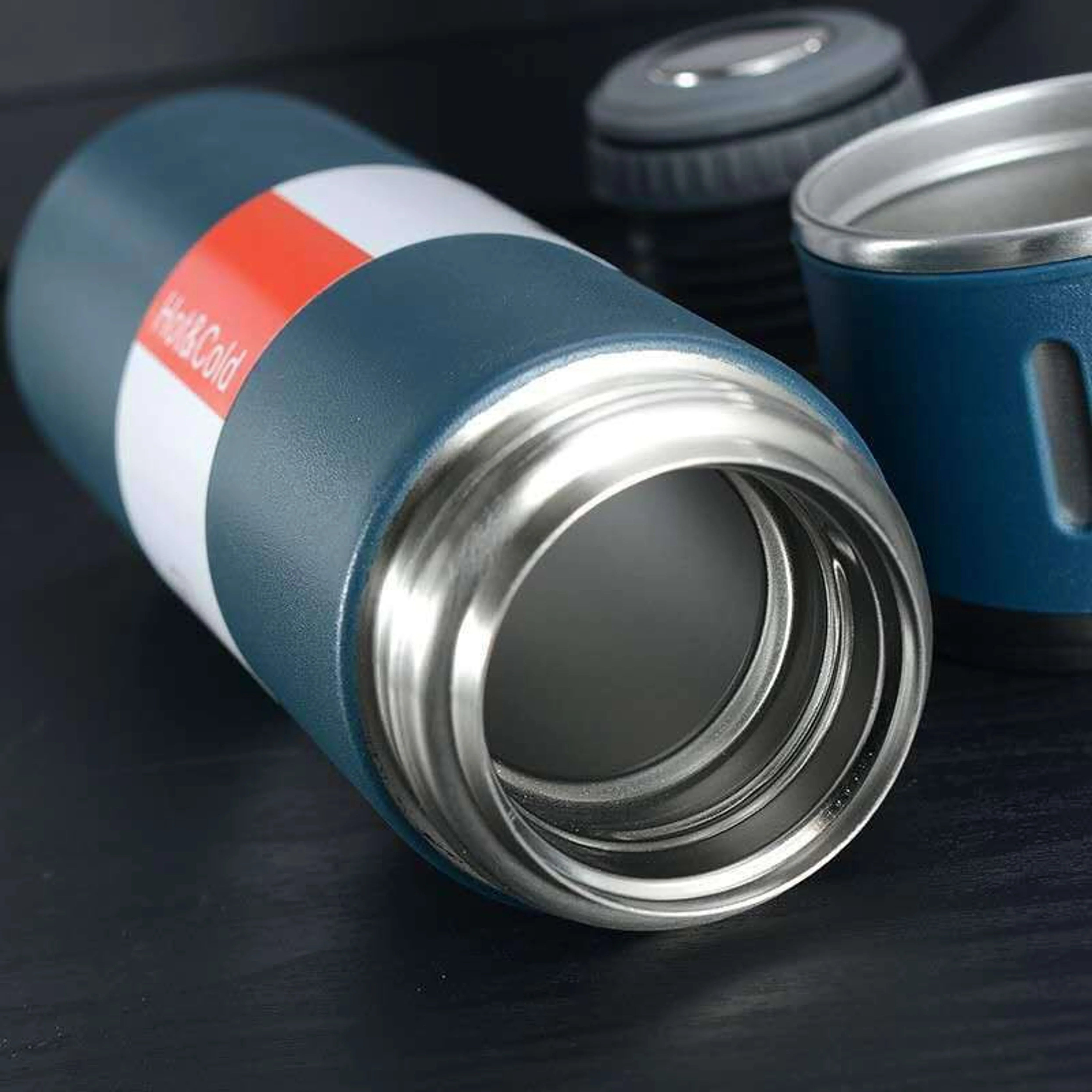Stainless Steel Vacuum Insulated Water Bottle Gift Set with 2 Cups – 500ml Hot & Cold Thermos Bottle