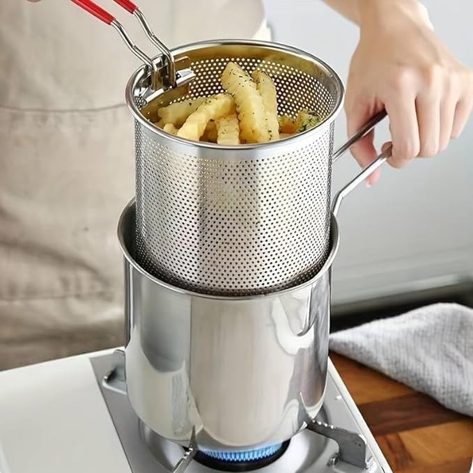 Stainless Steel Deep Fryer Pot with Oil Filter Basket - packaging