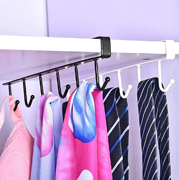 Under Shelf Hanging Hooks Organizer Rack - in use