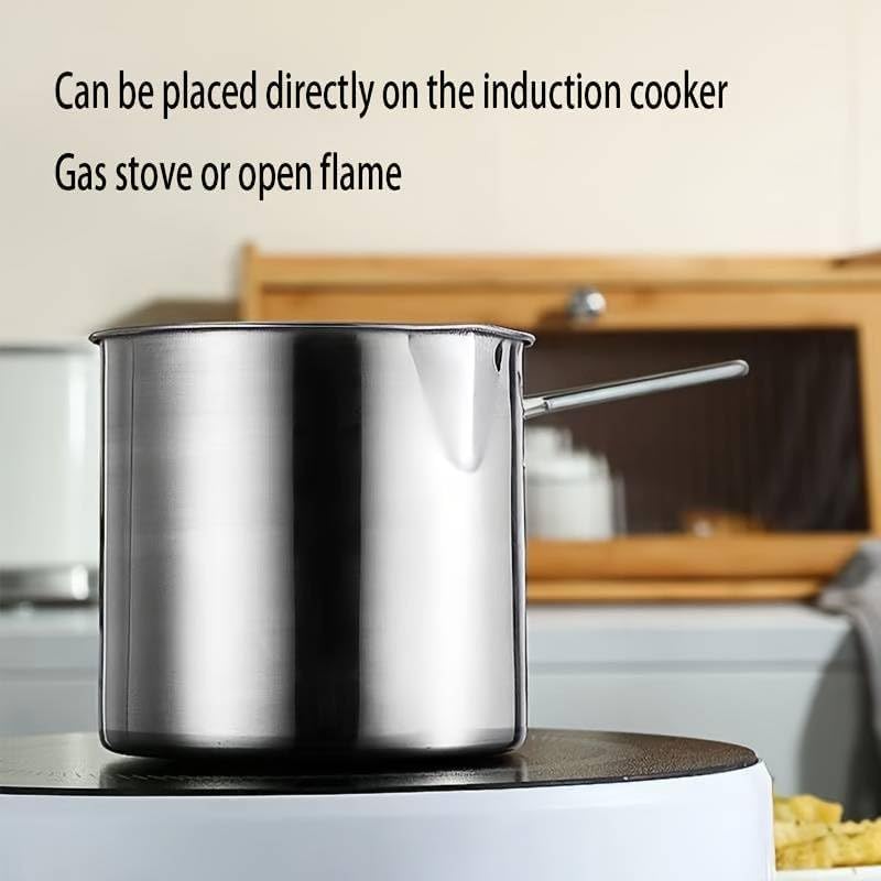 Stainless Steel Deep Fryer Pot with Oil Filter Basket - front view