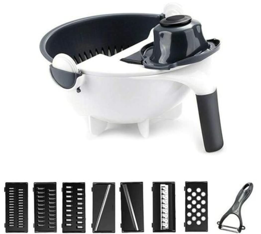 9 in 1 Vegetable Cutter with Drain Basket - front view