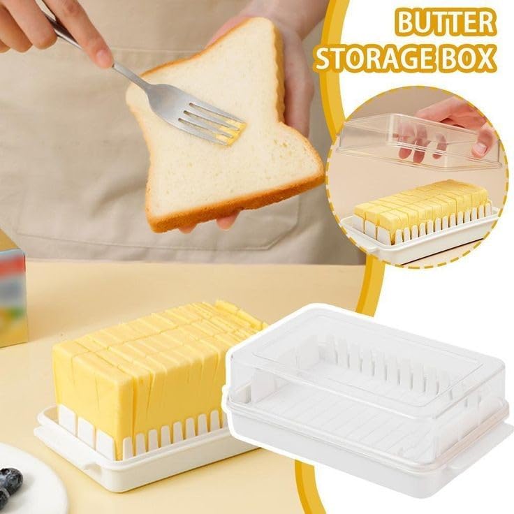 Multipurpose Butter Storage & Slicer Box with Built-in Cutter - close up view