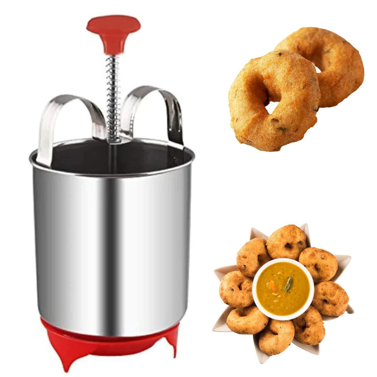Stainless Steel Medu Vada Maker With Stand - front view