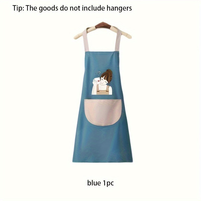 Cute Girl Waterproof Apron With Pocket - in use