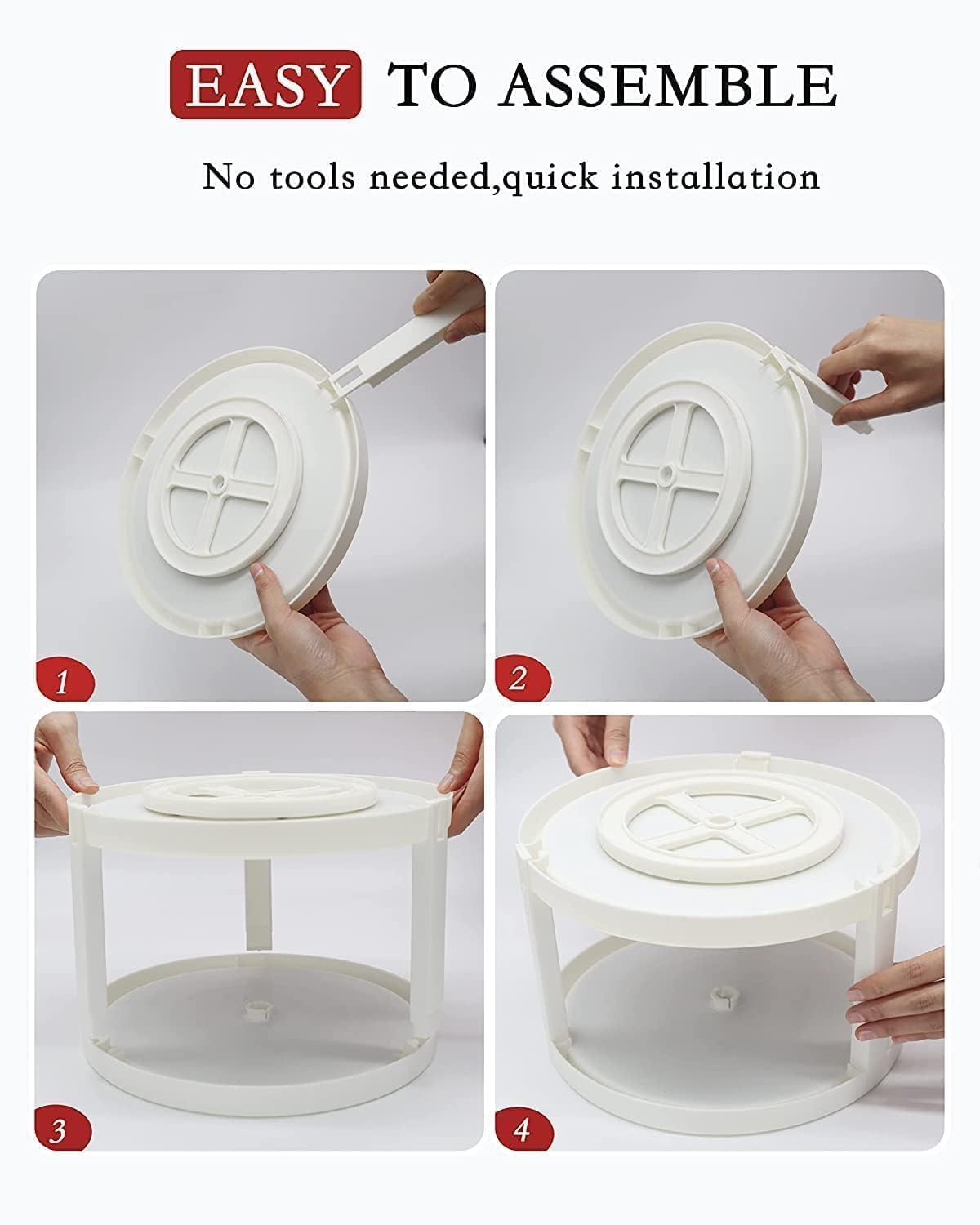 Double Layer 360° Rotating Spice Rack Organizer - in use
