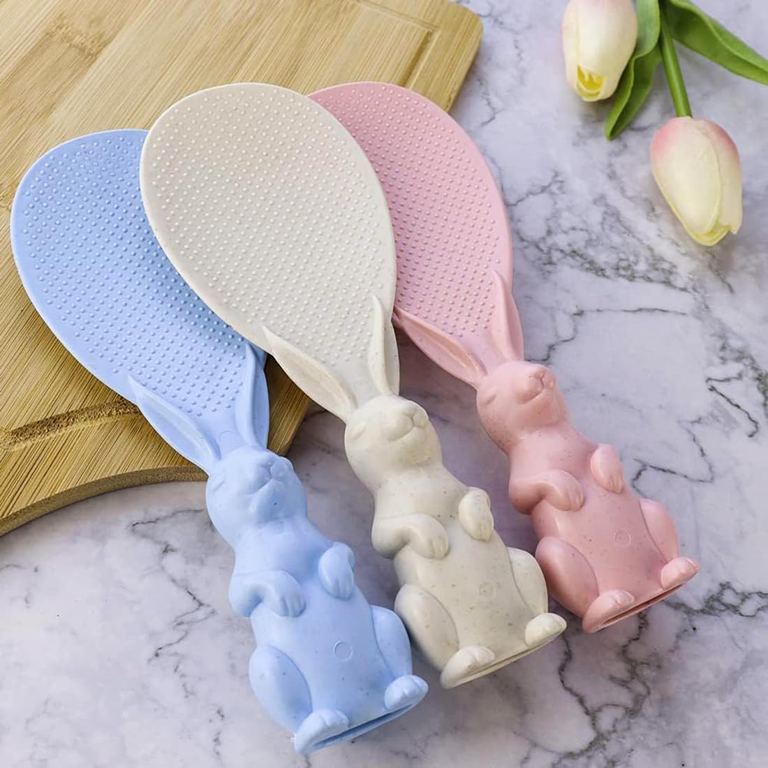 Cute Bunny Stand-Up Rice Paddle (Random Color)(2 Pcs) - in use