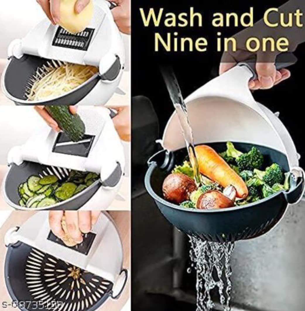 9 in 1 Vegetable Cutter with Drain Basket - in use
