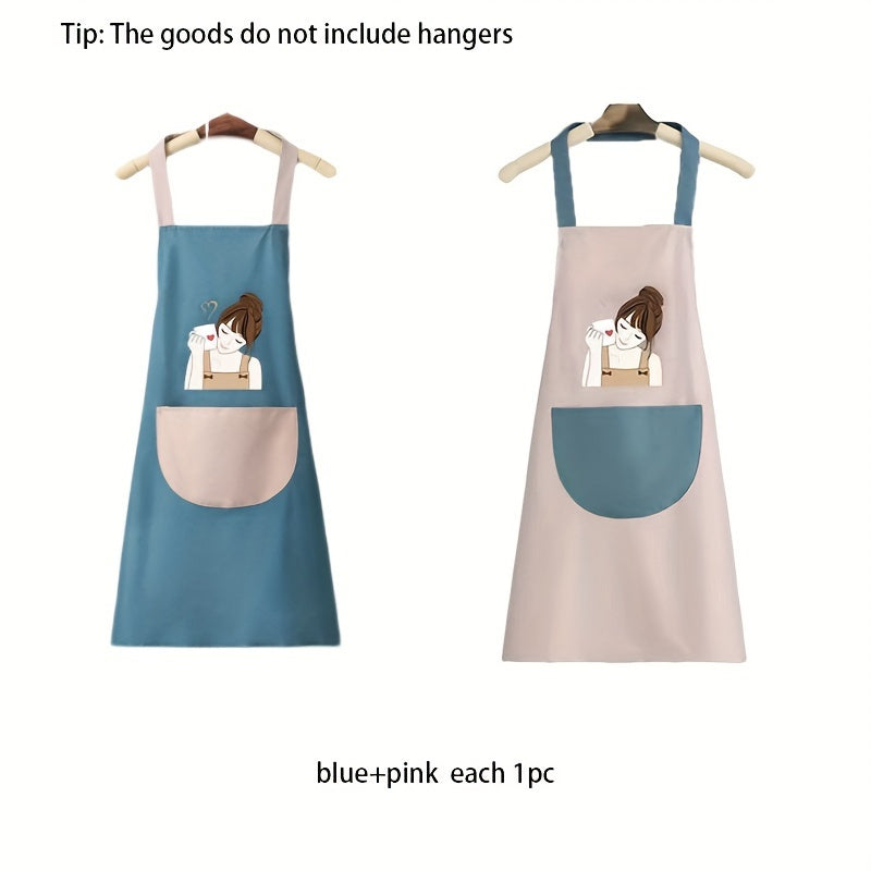 Cute Girl Waterproof Apron With Pocket - product details