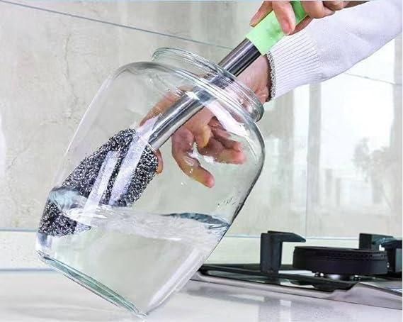 Bottle Jar Toilet Cleaner Brush Scrubber - in use