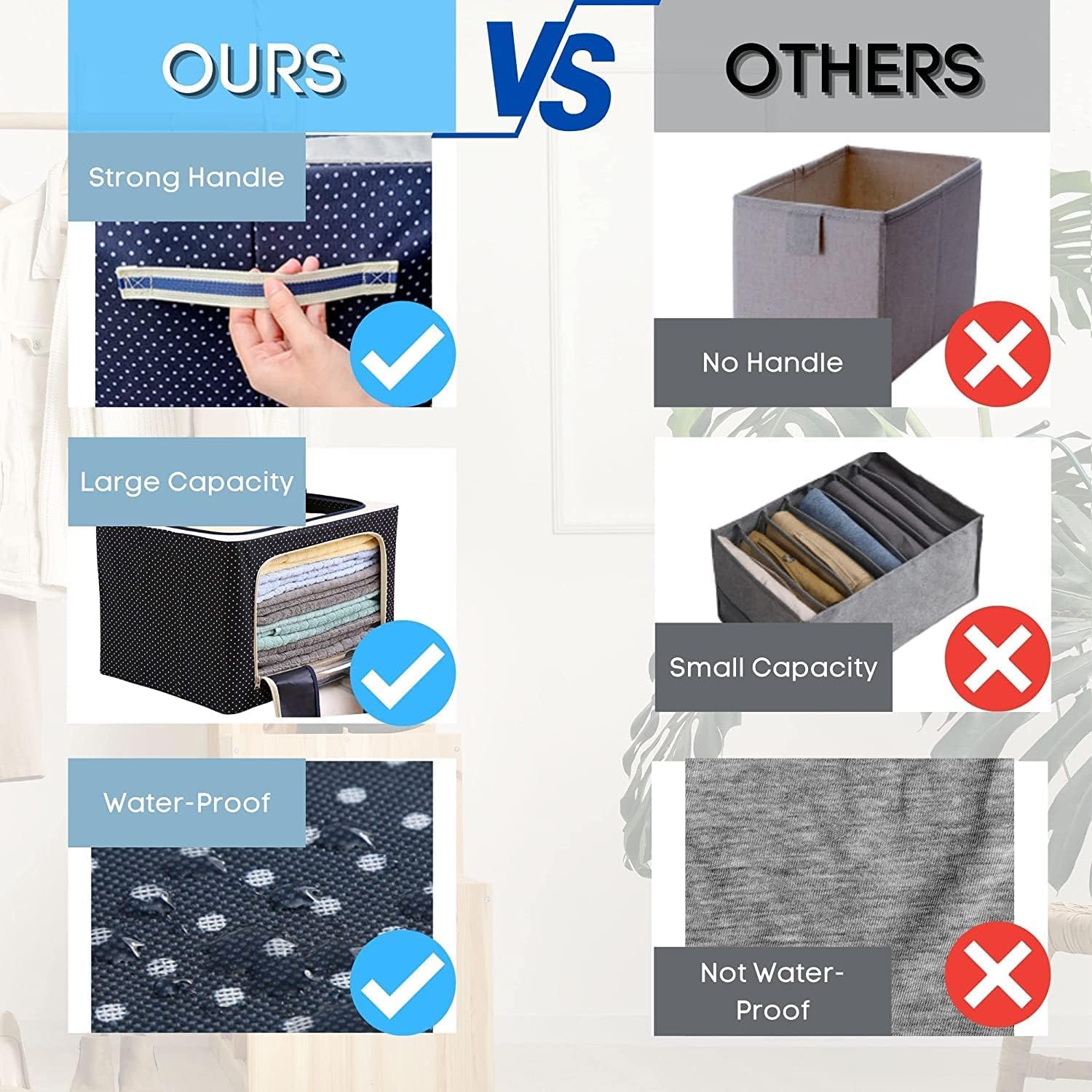 66L Foldable Clothes Storage Organizer Box with Steel Frame & Zipper