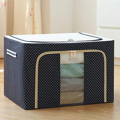 66L Foldable Clothes Storage Organizer Box with Steel Frame & Zipper