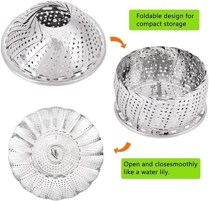 Stainless Steel Folding Steamer Basket - in use