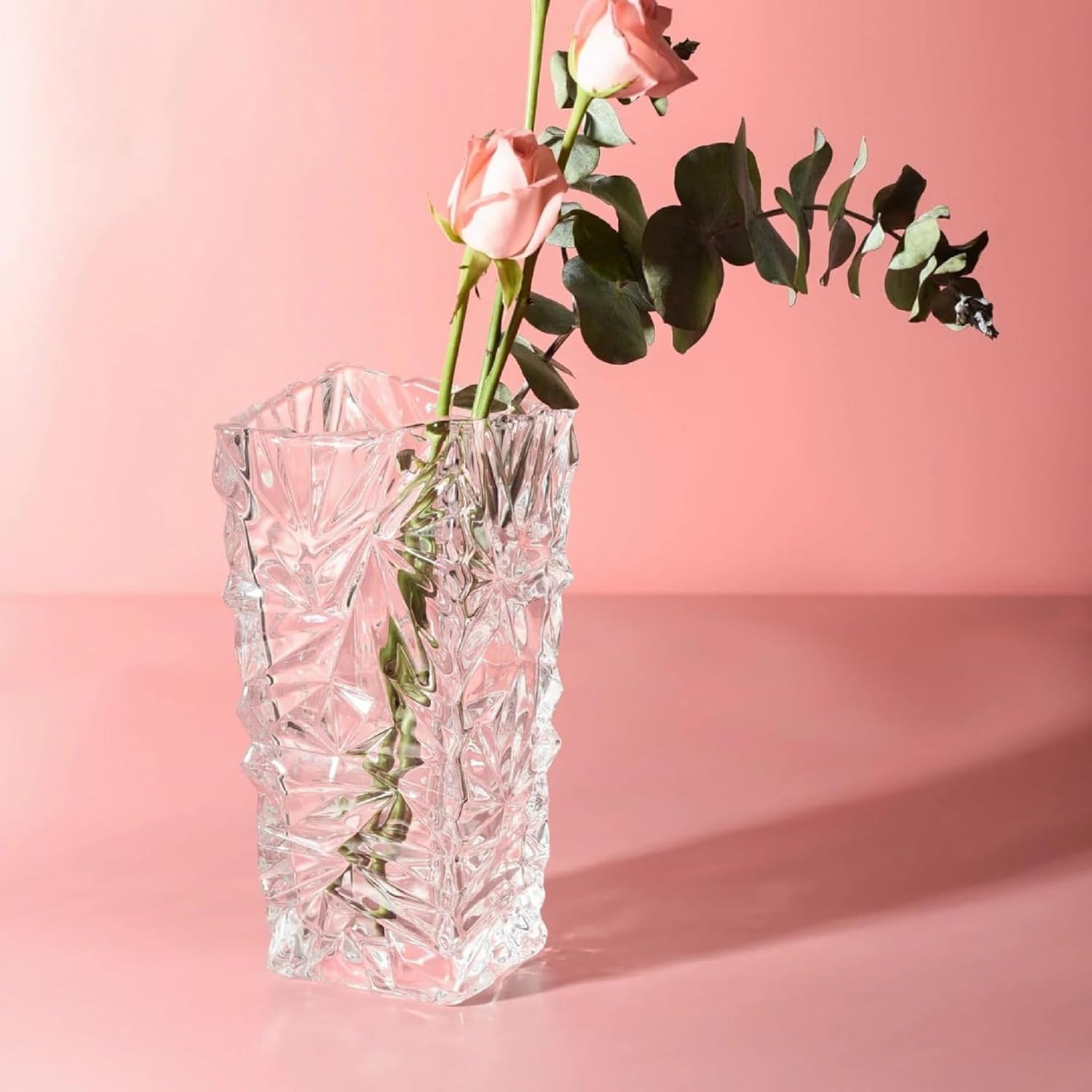 Clear Glass Flower Vase for Table Decor – Minimal Frenzy Designer Vase for Home & Office