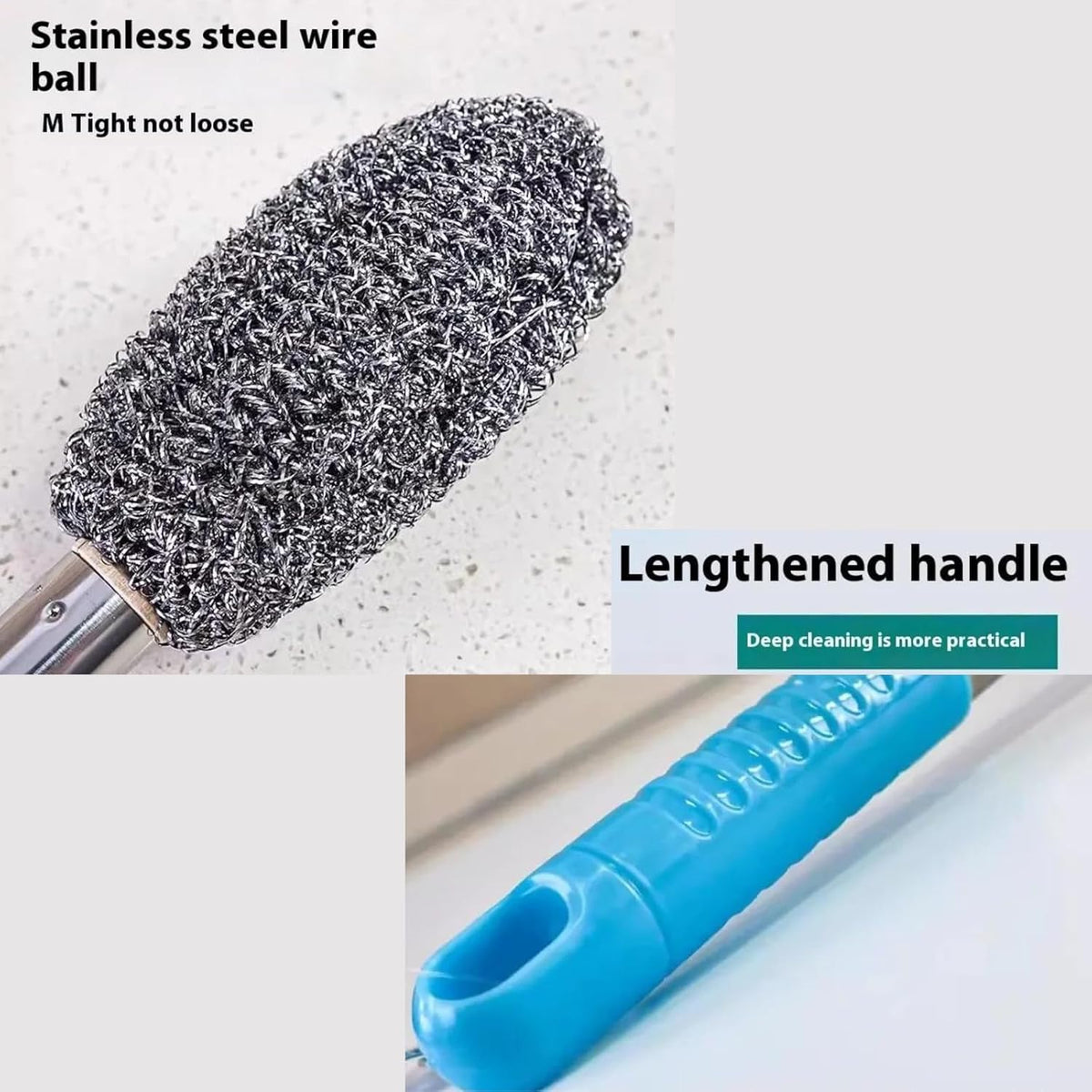 Long Handle Scrubber Brush for Kitchen Cleaning - front view