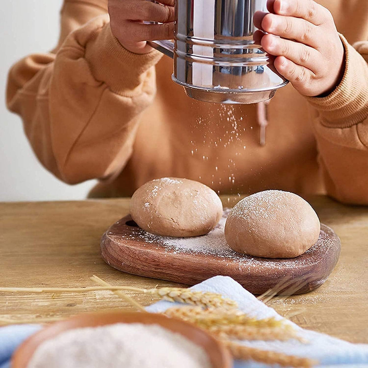Stainless Steel Flour & Sugar Sifter - in use