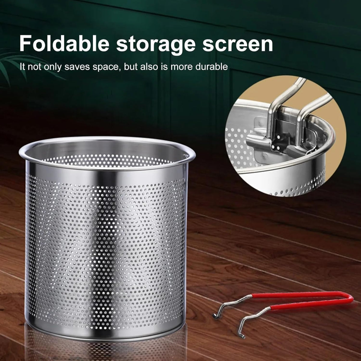 Stainless Steel Deep Fryer Pot with Oil Filter Basket - close up view
