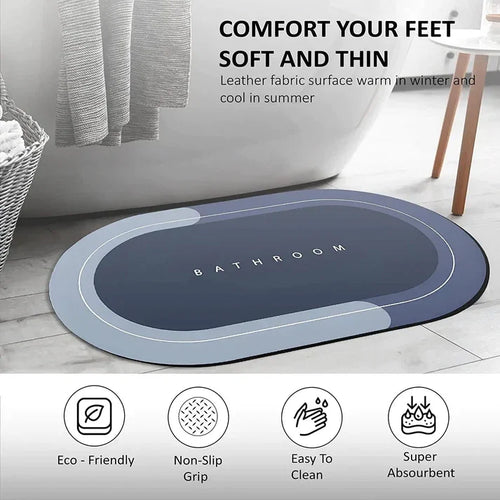 Non Slip Bathroom Door Mat - front view