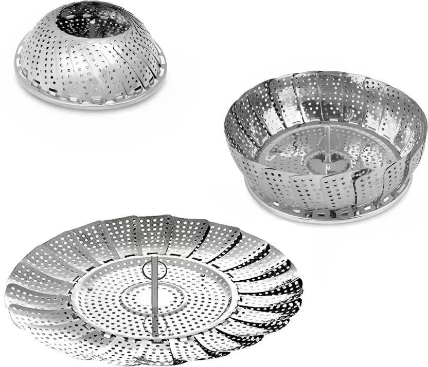 Stainless Steel Folding Steamer Basket - close up view