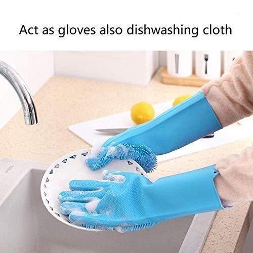 Magic Silicone Scrubbing Gloves for Dishwashing & Cleaning - close up view