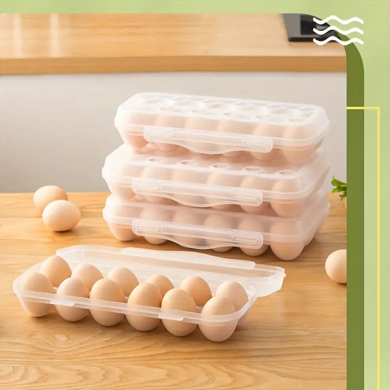 12 Grid Stackable Egg Storage Box with Lid | Refrigerator Safe - close up view