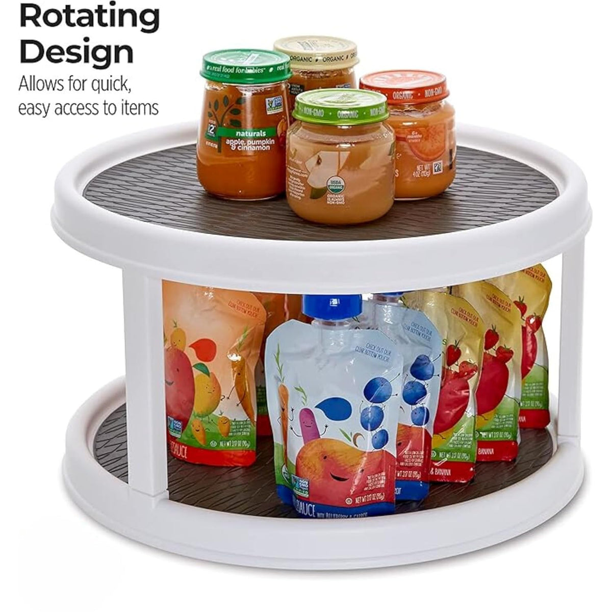 Double Layer 360° Rotating Spice Rack Organizer - front view