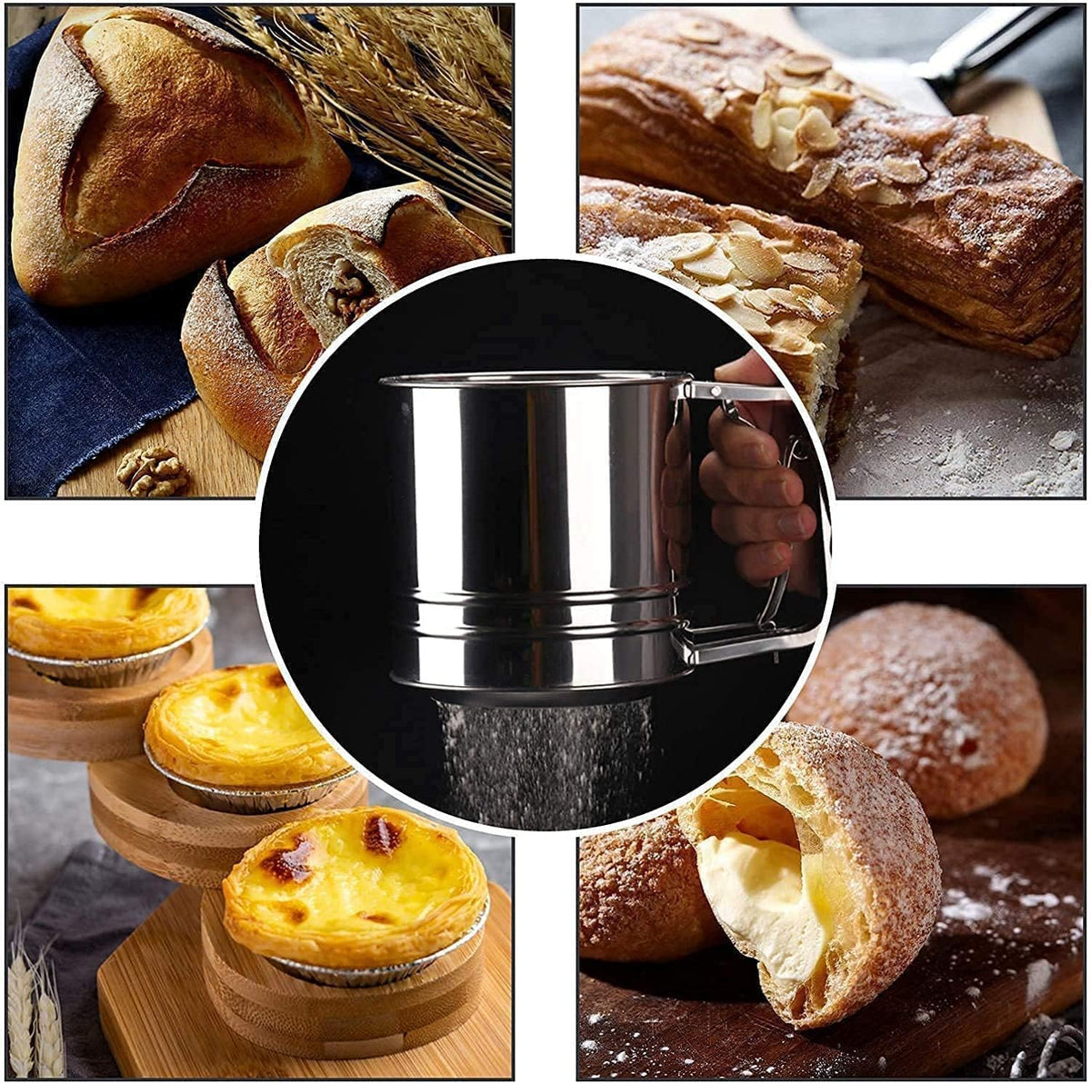 Stainless Steel Flour & Sugar Sifter - front view