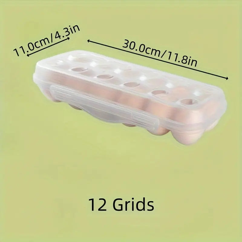 12 Grid Stackable Egg Storage Box with Lid | Refrigerator Safe - front view