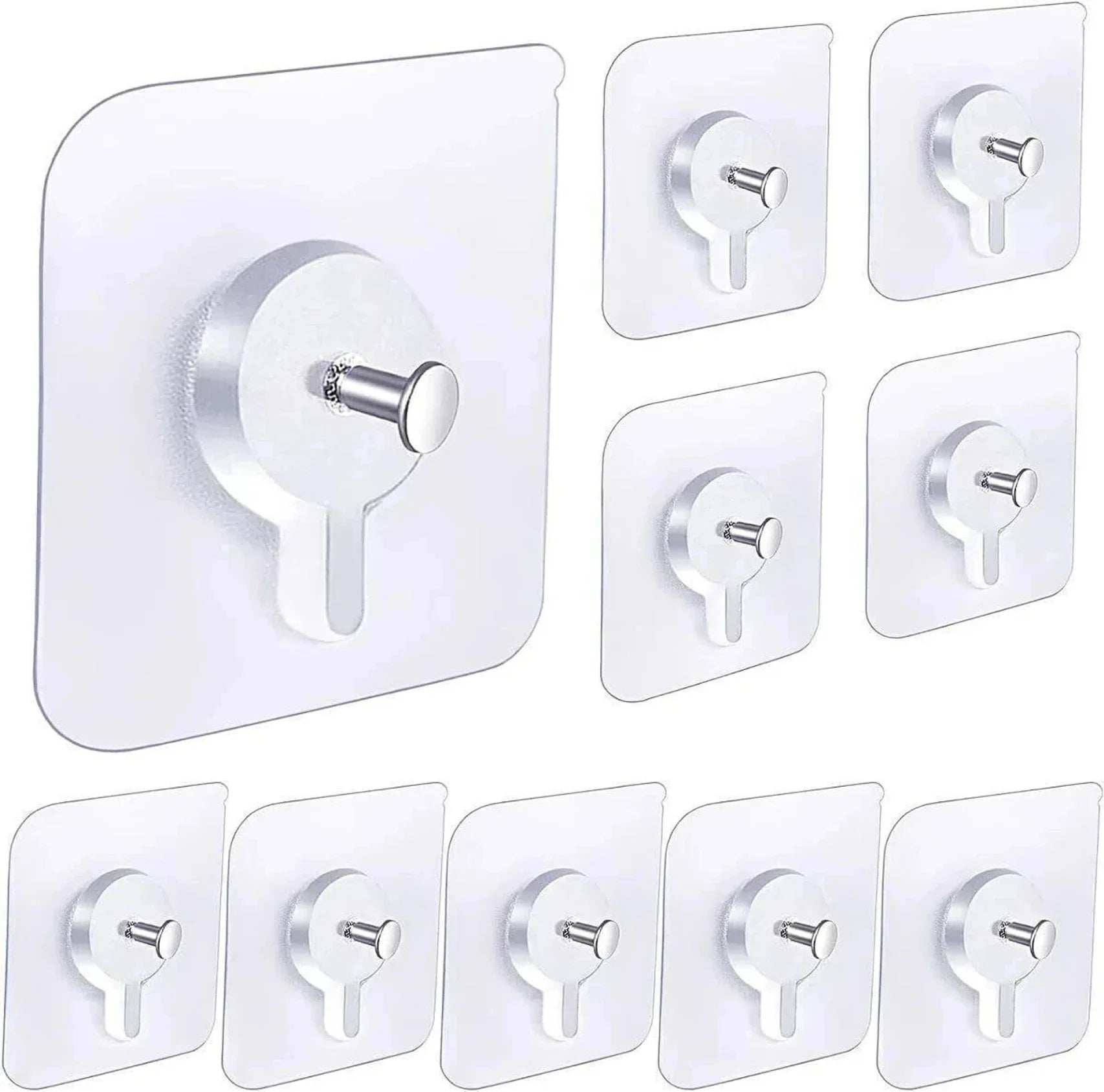 Adhesive Wall Hooks – Nail-Free Transparent Waterproof Hooks for Kitchen & Bathroom