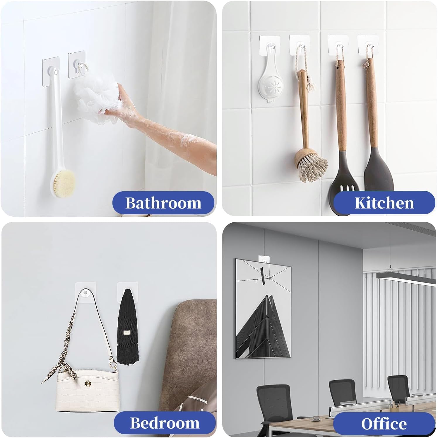 Adhesive Wall Hooks – Nail-Free Transparent Waterproof Hooks for Kitchen & Bathroom